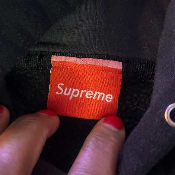 Supreme Box Logo Hoodie Black Red – Vintage Distressed Size Large - Picture 3 of 9